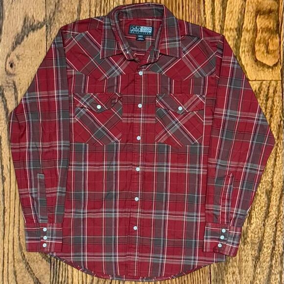 Vintage Plaid Pearl Snap Long Sleeve Button Up Western Shirt - Picture 1 of 7